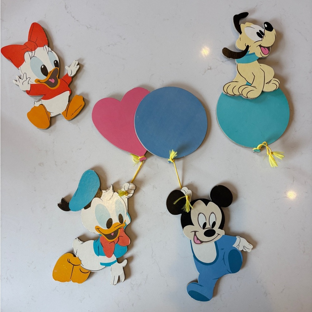 Vintage 1984 Disney Baby Pressed Cardboard Wall Hanging Set